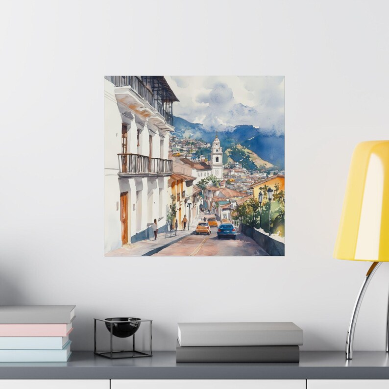 Quito Art, Ecuador Watercolor Painting, Andean Mountains Print, Incan Artwork, Latin American Art, Travel Poster, South America Travel Gifts image 10