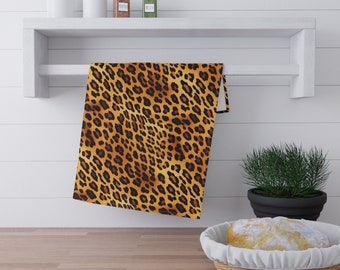 Jaguar Print Kitchen Towel, Animal Print Towel, Leopard Print Tea Towel, Girly Kitchen Decor, Millenial Decor Housewarming Gift for Her