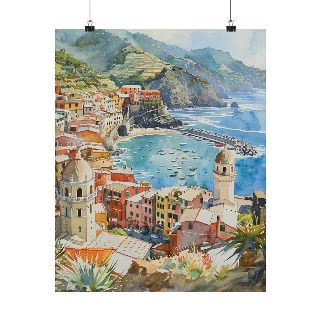 Cinque Terre Travel Print Italian Riviera Wall Art Italy Art Print ...