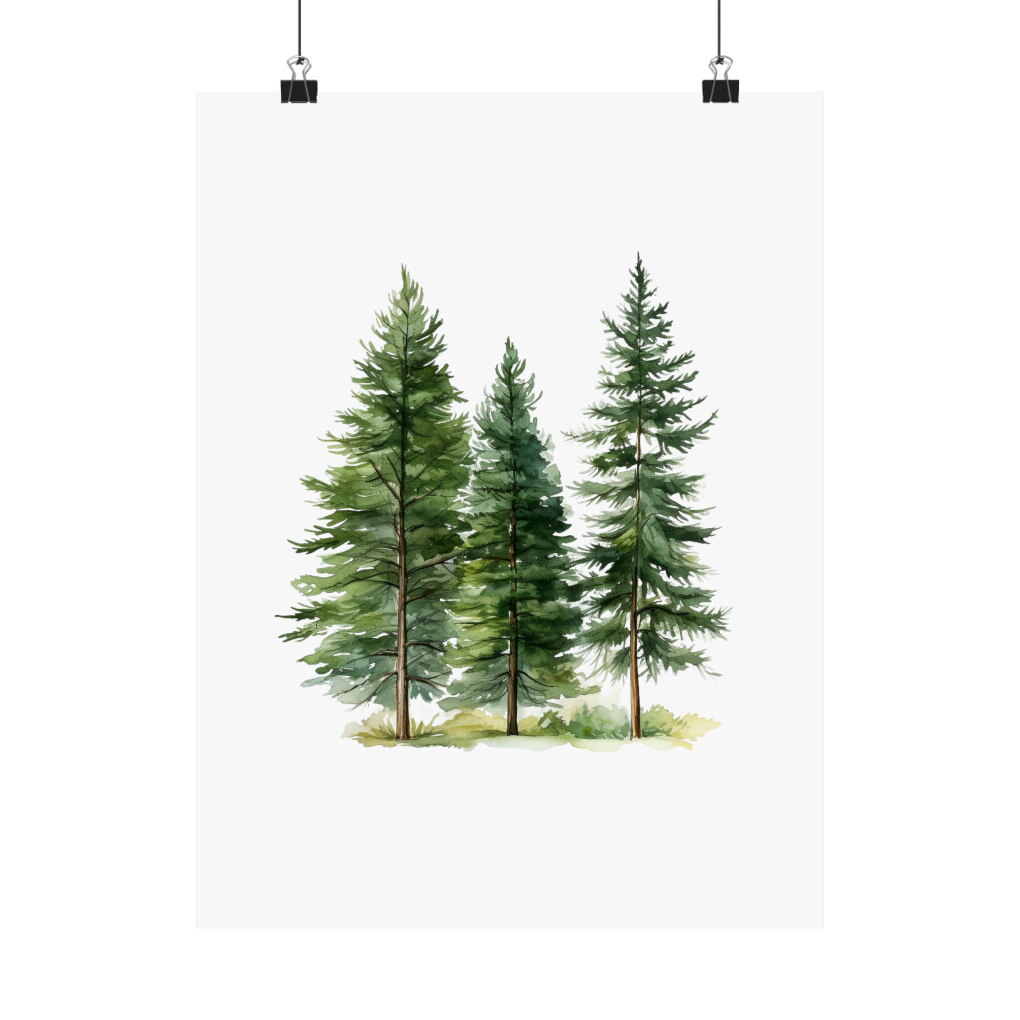 Watercolor Pine Trees Painting Misty Forest Art Print Pine Tree ...