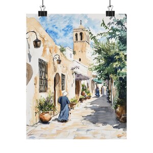 Tableau Toile Marrakech Paysage Urbain - Impression Moderne Art Déco