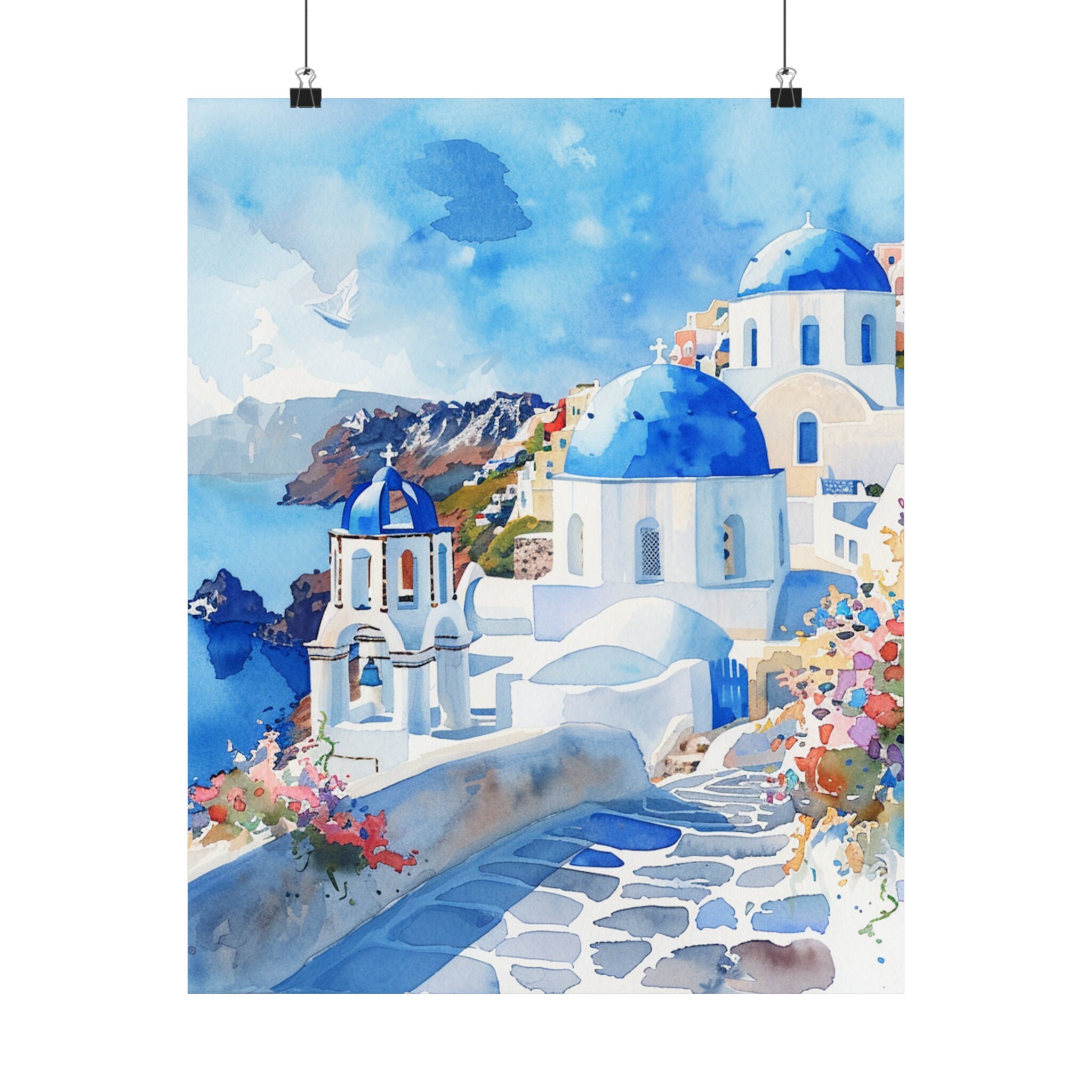 ガエーゴス　サントリーニ　絵画　アート ガエーゴス サントリーニ 絵画 アート A4サイズ「サントリーニ島