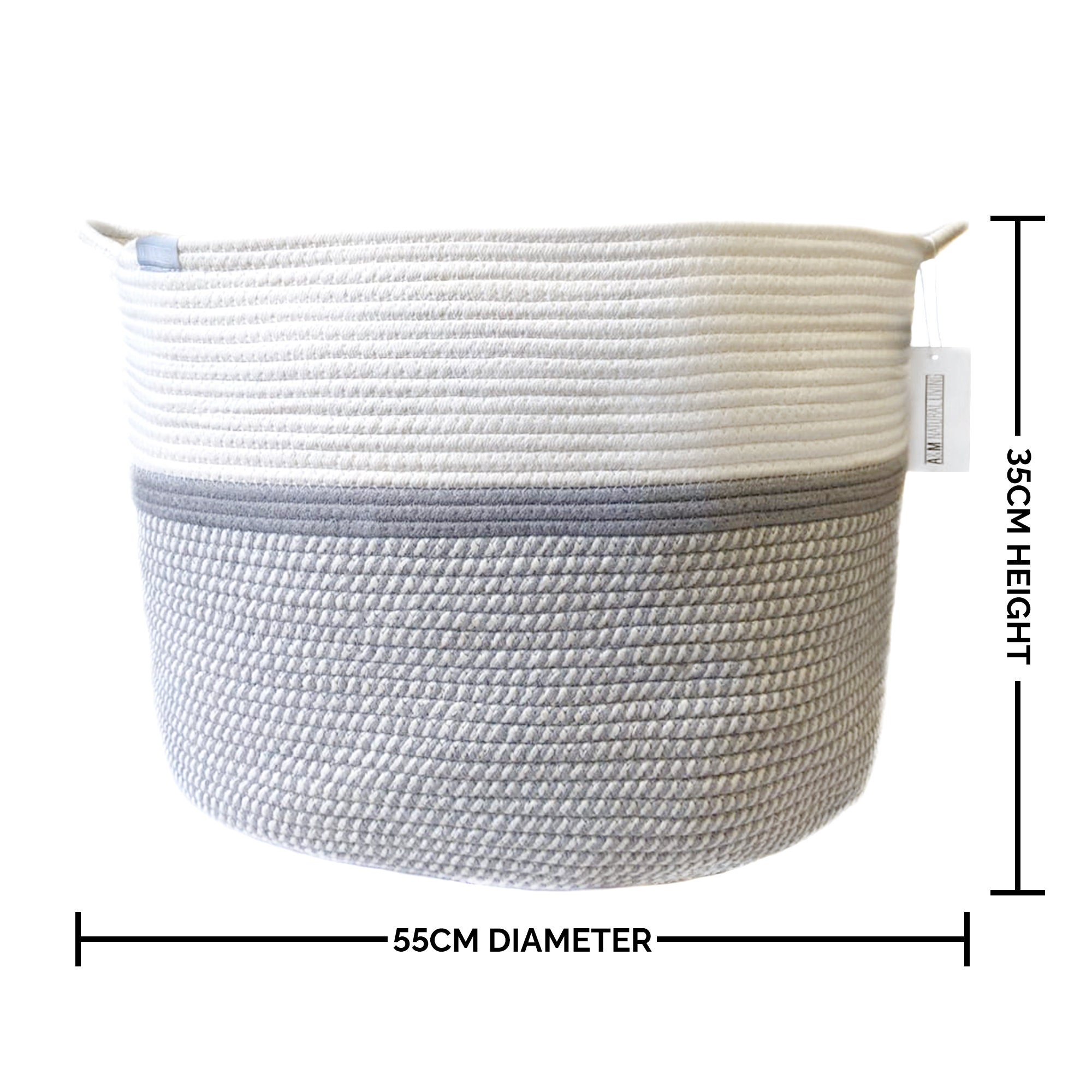 Large Woven Basket Cotton Rope Blanket Basket 55cm x 35cm Etsy