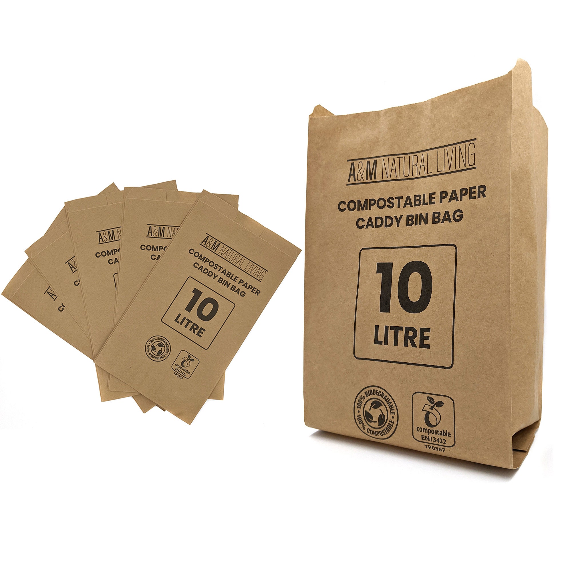 Sacs poubelle compostables 10 litres x 100 sacs poubelle biodégradables  pour la cuisine