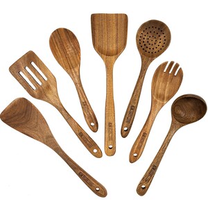 7pc Wooden Kitchen Utensil Set For Cooking Wooden Spoons Spatula Set Cooking Utensils By A&M Natural Living image 7
