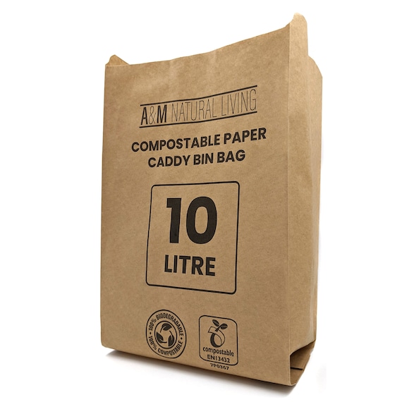 Sacs poubelle en papier compostable 10 L Sacs poubelles Caddy 100