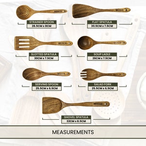 7pc Wooden Kitchen Utensil Set For Cooking Wooden Spoons Spatula Set Cooking Utensils By A&M Natural Living image 4