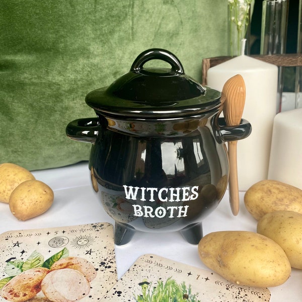 WITCHES BROTH CAULDRON Bowl with Spoon | Funny Gifts | Quirky Gifts | Soup Bowl | Wicca | Witch Home | Witches Kitchen | Mystical Gifts