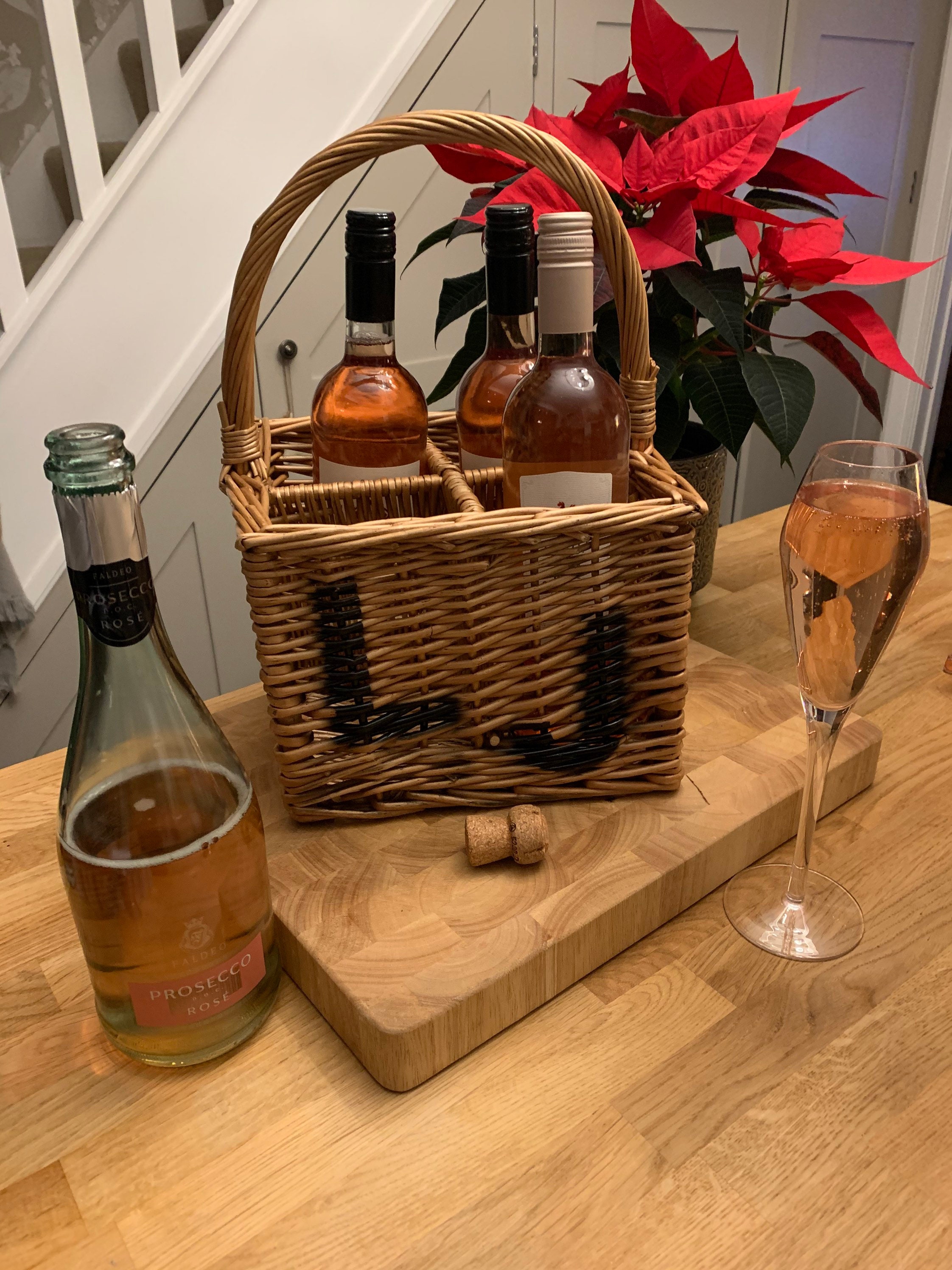 4 bottle wicker basket for wines spirits sauces picnic Etsy