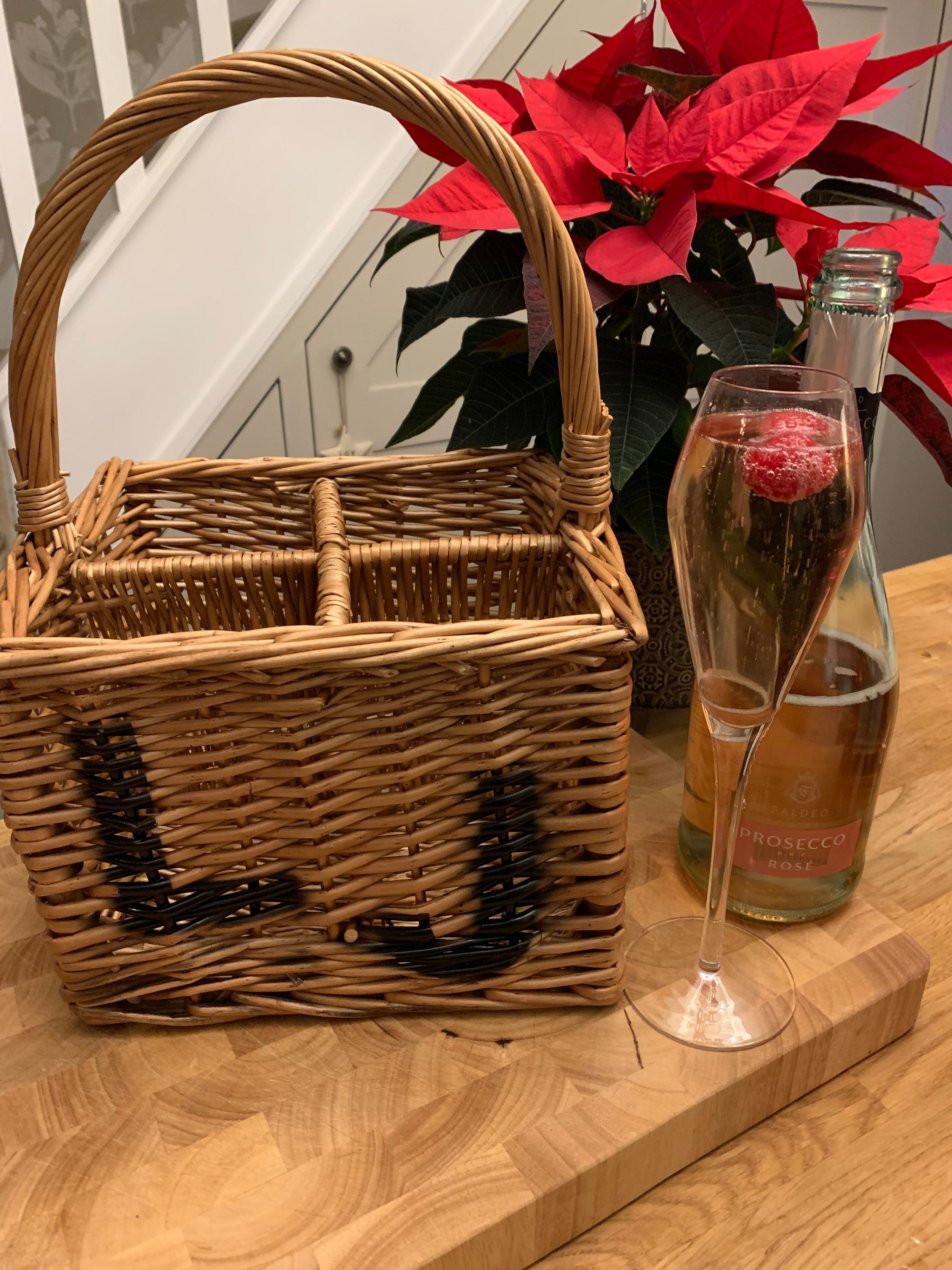 4 bottle wicker basket for wines spirits sauces picnic Etsy