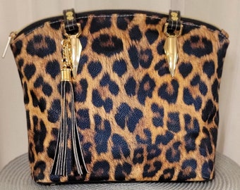 Brown Leopard Faux Leather Purse