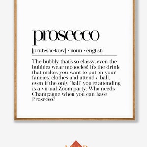 Prosecco Definition Print, Bar Cart Decor, lustige Küche Wandkunst, Hausbar Wandkunst, Prosecco Wandkunst, Bar Kunstdruck, Alkohol Poster
