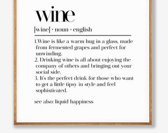 Wine Definition Print, Wine Wall Art, Bar Cart Decor, Printable Wall Art, Bar Art Print, Modern Bar Art, Minimalist Poster, Wall Art Prints