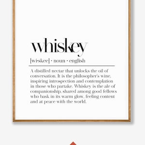 Whiskey Definition Print, Whiskey Wall Art, Whiskey Gift, Bar Cart Decor, Whiskey Sign, Bar Wall Art, Bar Art Print, Wall Art Prints
