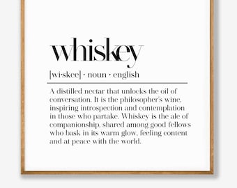 Whiskey Definition Print, Whiskey Wall Art, Whiskey Gift, Bar Cart Decor, Whiskey Sign, Bar Wall Art, Bar Art Print, Wall Art Prints