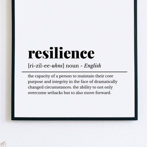 Resilience Definition Print, Printable Wall Art, Resilience Print, Resilience Wall Art, Office Decor, Home Office Wall Art, Digital Download