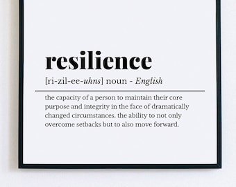 Resilience Definition Print, Printable Wall Art, Resilience Print, Resilience Wall Art, Office Decor, Home Office Wall Art, Digital Download