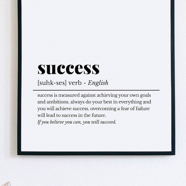 Success definition, success print, office wall art, success sign, success wall decor, motivational print, entrepreneur gift, office decor