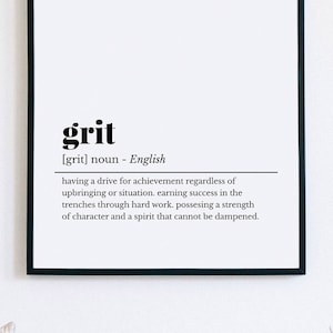 Grit Definition, Printable Wall Art, Grit Print, Grit Poster, Grit Wall Art, Motivational Quotes, Home Office Decor, Inspirational Quotes
