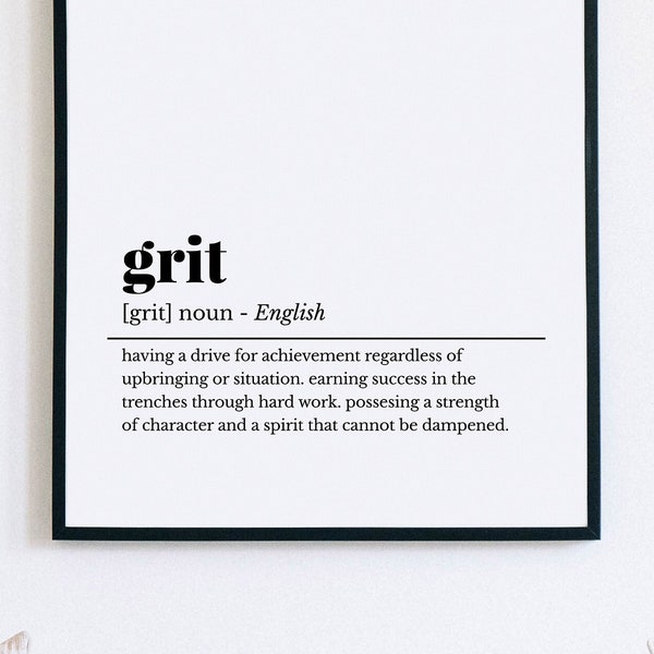 Grit Definition, Printable Wall Art, Grit Print, Grit Poster, Grit Wall Art, Motivierende Zitate, Home Office Dekor, Inspirierende Zitate