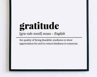 Gratitude Definition, Gratitude Print, Gratitude Poster, Gratitude Wall Art, Definition Print, Printable Wall Art, Thank You Gift,Home Decor
