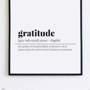 Gratitude Definition, Gratitude Print, Gratitude Poster, Gratitude Wall Art, Definition Print, Printable Wall Art, Thank You Gift,Home Decor