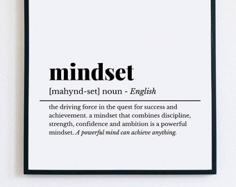 Mindset Definition, Office Wall Art, Home Office Prints, Motivational Prints, Inspirational Definition Prints, Home Office Decor, Wall Art