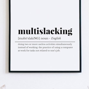 Funny Office Decor, Multislacking Definition Print, Office Wall Art, Home Office Art, Work from Home, Funny Home Decor, Digital Download