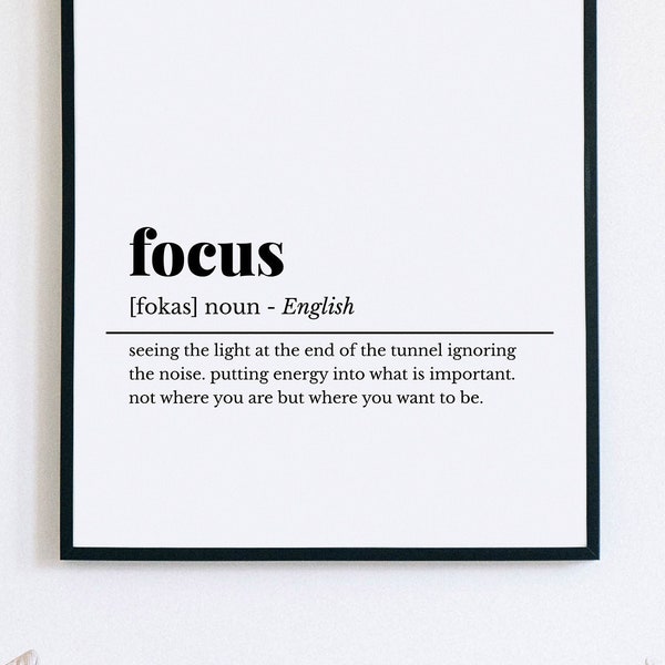 Funny Home Office Decor, Focus Definition Print, Focus Sign, Office Wall Art, Work from Home Art, Office Wall Decor, Digital Download, WFH