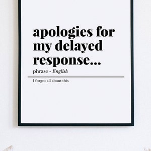 Funny Home Office Poster, Office Wall Art, Delayed Response, Definition Print, Funny Office Sign, Definition Wall Art, Email Definition