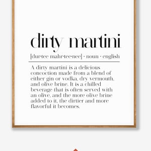 Bar Cart Decor, Dirty Martini Definition Print, Martini Wandkunst, Hausbar Wandkunst, Bar Kunstdruck, Cocktail Druck, druckbare Wandkunst