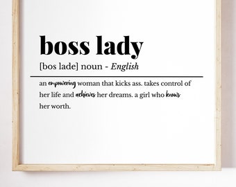 Boss Lady Definition, Boss Gift, Printable Office Decor, Boss Lady Sign, Boss Lady Decor, Boss Babe Decor, Girl Boss Sign, Girl Boss Decor