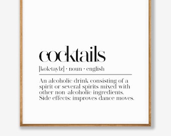 Impression définition cocktails, art mural cuisine drôle (téléchargement numérique)