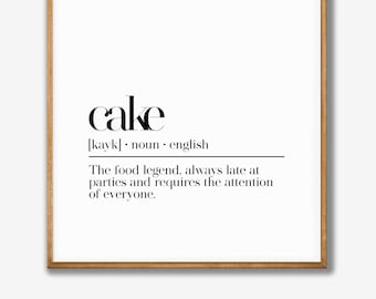 Funny Cake Poster, Cake Printable Wall Art, Kitchen Wall Decor, Cake Wall Art, Funny Kitchen Definition, Kitchen Wall Art, Digital Download