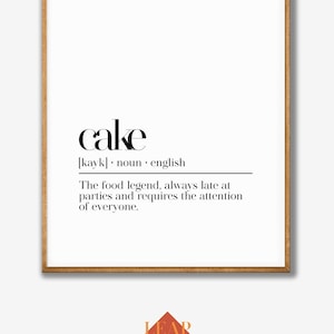 Funny Cake Poster, Cake Printable Wall Art, Kitchen Wall Decor, Cake Wall Art, Funny Kitchen Definition, Kitchen Wall Art, Digital Download
