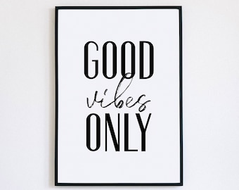 Good Vibes Only Print, Good Vibes Only Printable, Boho Wall Decor, Dorm Room Decor, Office Decor, Typography Wall Art, Affirmation Wall Art