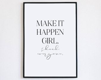 Feministisk väggkonst, Gör det möjligt-tjej, flickvänlig väggkonst, feministisk poster, uppmuntrande väggkonst, bekräftelseposter, present till flickvän, självvård