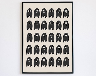 Cute Ghost Print, Spooky Prints, Halloween Decor, Ghost Wall Art, Halloween Printables, Halloween Printable Wall Art, Halloween Poster