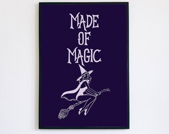 Witchy Wall Decor, Made of Magic, Halloween Home Decor, Witchy Wall Art, Halloween Printables, Spooky Home Decor, Halloween Wall Art
