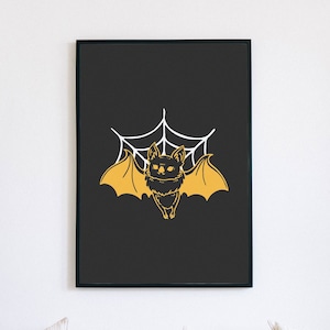 Halloween Bat Decor, Bat Wall Decor, Halloween Poster, Halloween Printables, Spooky Decor, Vintage Halloween Printable Wall Art, Witch Decor