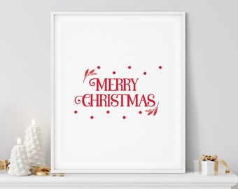 Signo De Feliz Navidad, Arte De Pared Imprimible De Navidad, Decoración Vintage De Navidad, Decoración De Navidad, Decoración De Pared De Navidad, Póster de Navidad