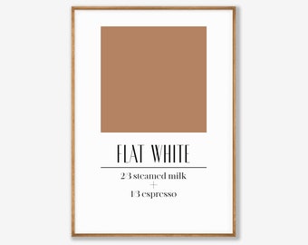 Flat White Coffee Print, Coffee Poster, Kitchen Decor, Coffee Bar Wall Art, Coffee Gifts, Espresso, Coffee Print, Coffee Lover Gift, Bar Art