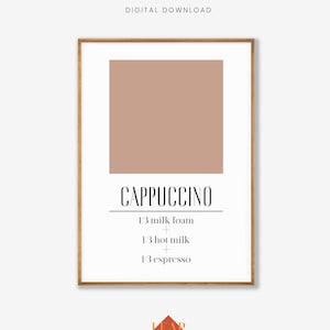 Cappuccino Print, Cappuccino Poster, Coffee Poster, Coffee Bar Art, Bar Decor, Kitchen Decor, Coffee Sign, Coffee Lover Gift, Bar Cart Print