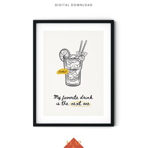Cocktail Print, Funny Bar Cart Decor, Trendy Bar Cart Wall Art, Bar Cart Accessories, Alcohol Poster, Alcohol Sign, Printable Wall Art