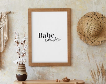 Babe Cave Typography Print, Teen Girl Room Decor (Digital Download)