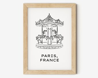 Travel Poster, Paris Art Print, Paris Poster, Paris Travel Print, Travel Wall Art, Paris Wall Art, Black and White Art, Fine Line Print