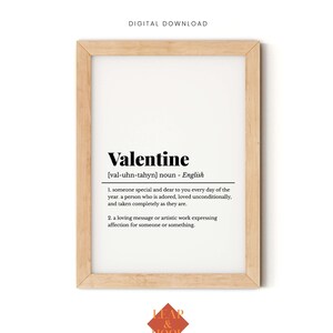 Valentine Definition Print, Valentines Day Decor, Valentines Day Printables, Gift for Her, Gift for Her, Couple Gift, Valentines Gift
