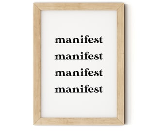 Manifest Wall Art, Affirmation Wall Art, Law of Attraction Prints, Manifest Poster, Retro Wall Decor, Mindfulness Print, Typography Print