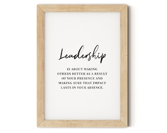 Leadership Quote, Inspirational Quotes, Leadership Print, Printable Wall Art, Home Office Decor, Boss Gift, Entrepreneur Gift, Leader Gift