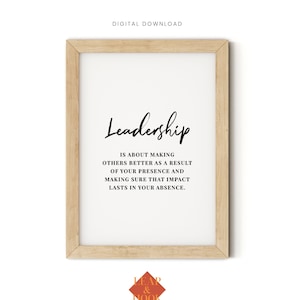 Leadership Quote, Inspirational Quotes, Leadership Print, Printable Wall Art, Home Office Decor, Boss Gift, Entrepreneur Gift, Leader Gift